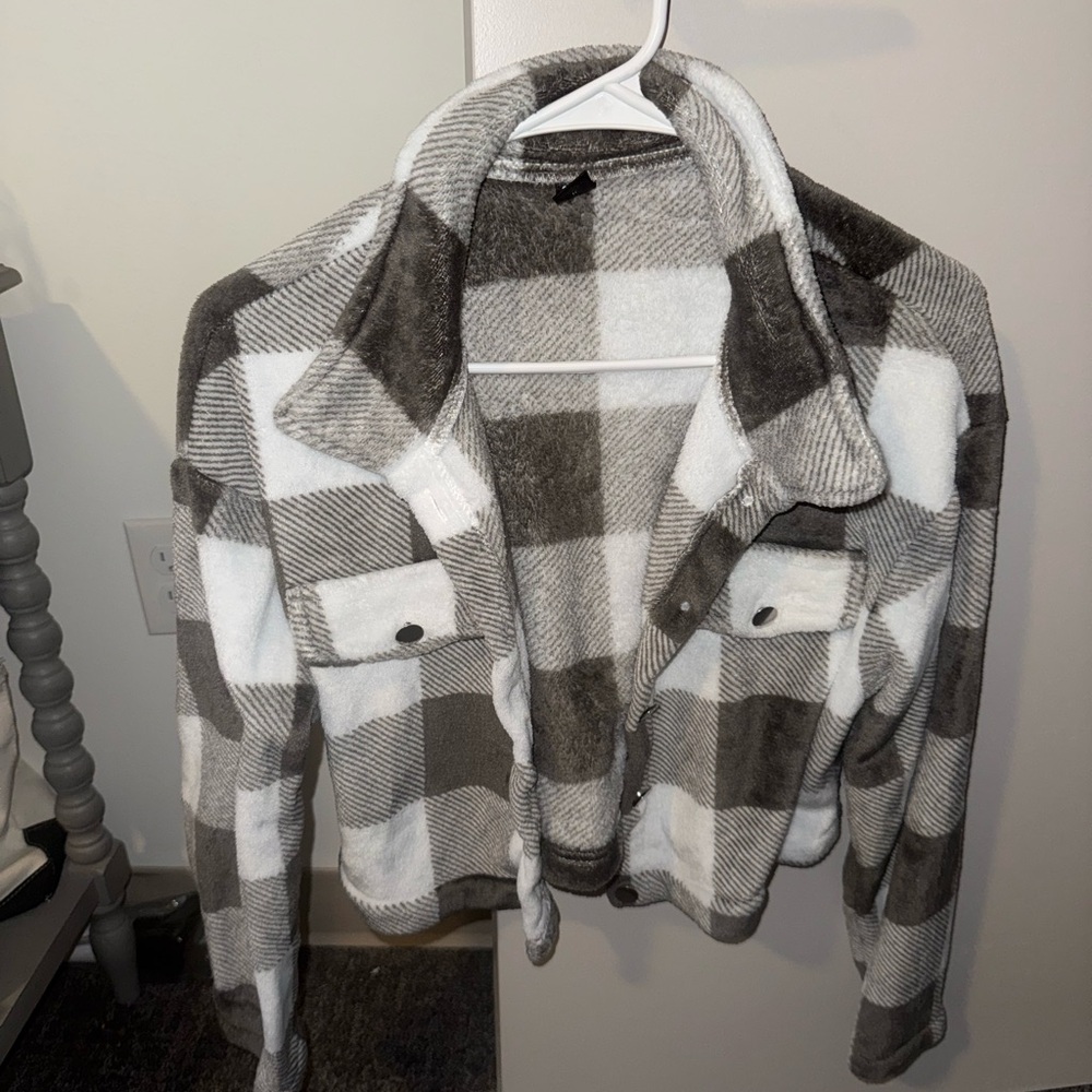 Cozy Gray and White Plaid Shacket